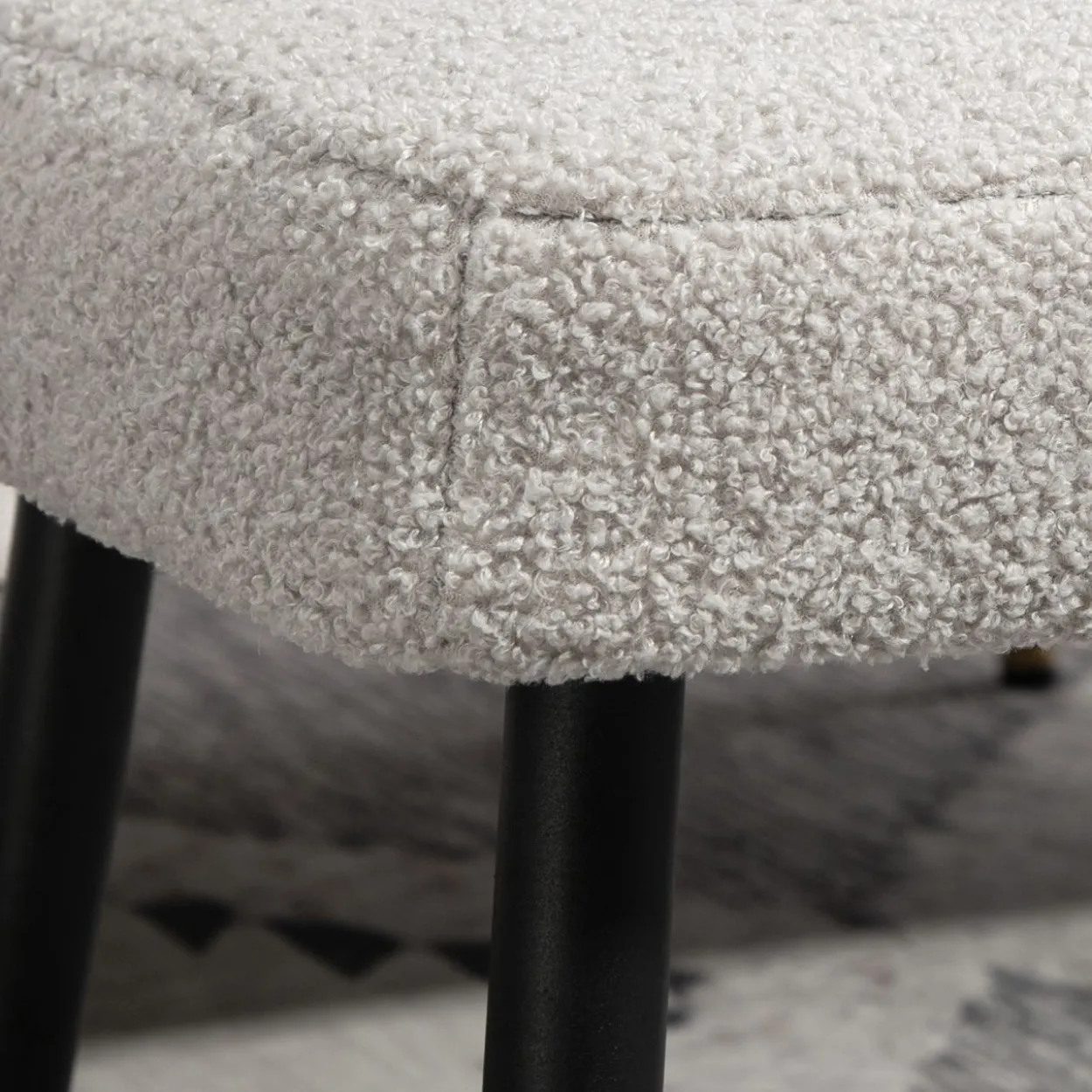 HOMCOM Fußhocker Sitzhocker Quadratischer Schminkhocker mit Kaschmir-Optik