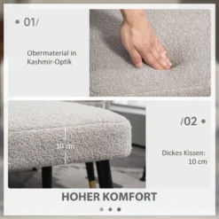 HOMCOM Fußhocker Sitzhocker Quadratischer Schminkhocker mit Kaschmir-Optik