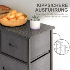 HOMCOM Kommode, Aufbewahrungsschrank mit 10 Faltbaren Stoffschubladen Schwarz
