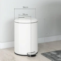 HOMCOM Mülleimer 20L Treteimer mit Deckel Fußpedal Inneneimer Metall Cremeweiß