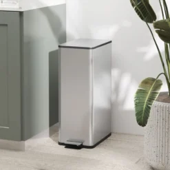 HOMCOM Mülleimer 20L Treteimer mit Deckel Fußpedal Inneneimer Edelstahl