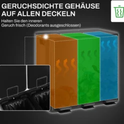 HOMCOM Mülleimer 3 x 15L Treteimer mit Deckel, Fußpedal, Inneneimer, Edelstahl