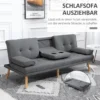 HOMCOM Schlafsofa 3-Sitzer-Sofa Bettsofa mit Klappbarem Tisch, Leinenoptik