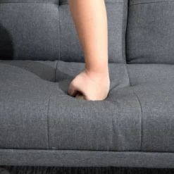 HOMCOM Schlafsofa 3-Sitzer-Sofa Bettsofa mit Klappbarem Tisch, Leinenoptik