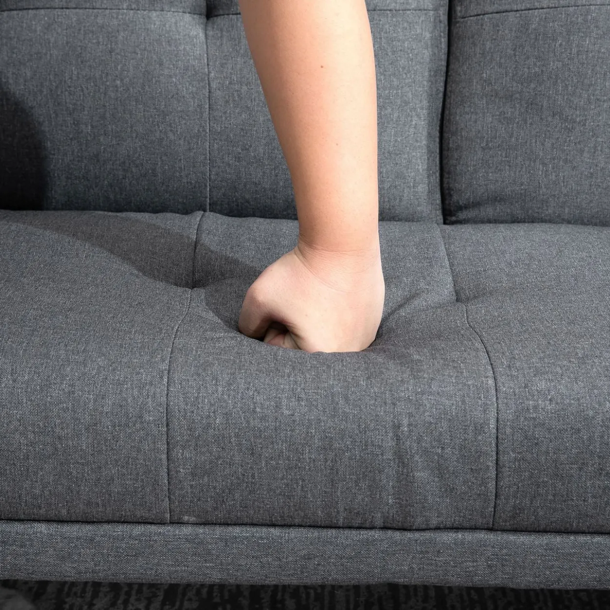 HOMCOM Schlafsofa 3-Sitzer-Sofa Bettsofa mit Klappbarem Tisch, Leinenoptik