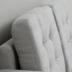 HOMCOM 2 Sitzer Sofa, Gepolstert Couch mit Stauraum, Holzbeine, Hellgrau