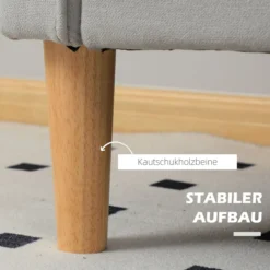 HOMCOM 2 Sitzer Sofa, Gepolstert Couch mit Stauraum, Holzbeine, Hellgrau