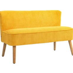HOMCOM 2-Sitzer Sofa Polstersofa Zweisitzer Sofa Cordartiges Polyester Gelb