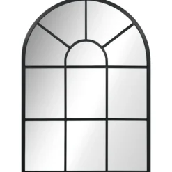 HOMCOM Wandspiegel Fensterspiegel 70 x 50 cm Dekorativ Spiegel mit Metallrahmen