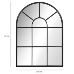 HOMCOM Wandspiegel Fensterspiegel 70 x 50 cm Dekorativ Spiegel mit Metallrahmen