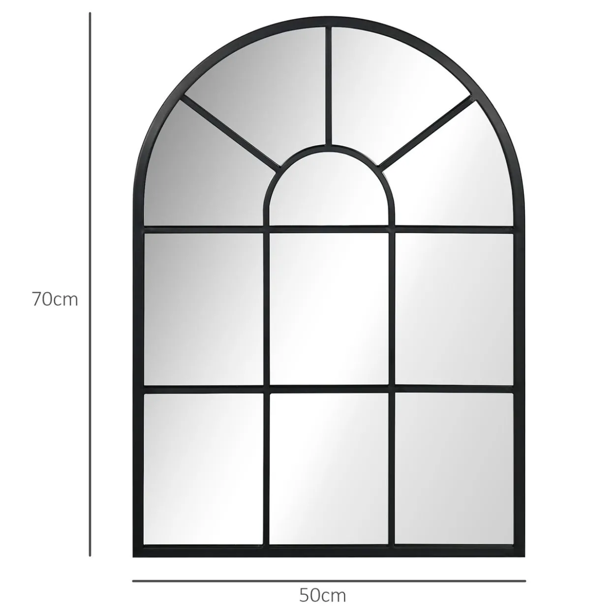 HOMCOM Wandspiegel Fensterspiegel 70 x 50 cm Dekorativ Spiegel mit Metallrahmen