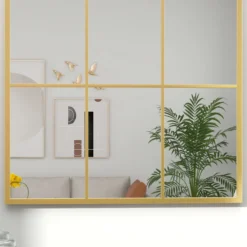 HOMCOM Wandspiegel Fensterspiegel 91 x 60 cm Dekorativ Spiegel mit Metallrahmen Gold