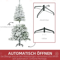 HOMCOM Weihnachtsbaum 150cm Künstlich Kieferbaum mit Kunstschnee 358 Astspitzen