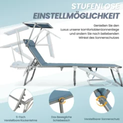 HOMECALL Klappbar-Gartenliege Sonnenliege Liegestuhl, Textilene Mit Dickem Schwamm, bis 180KG