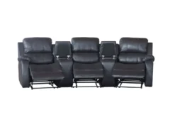 Home-Cinema 3-Sitzer mit Getränkehalter & Ablagefach, ca. 310 x 100 x 101 cm - Schwarz