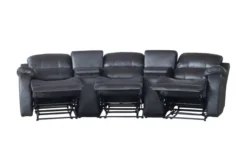 Home-Cinema 3-Sitzer mit Getränkehalter & Ablagefach, ca. 310 x 100 x 101 cm - Schwarz
