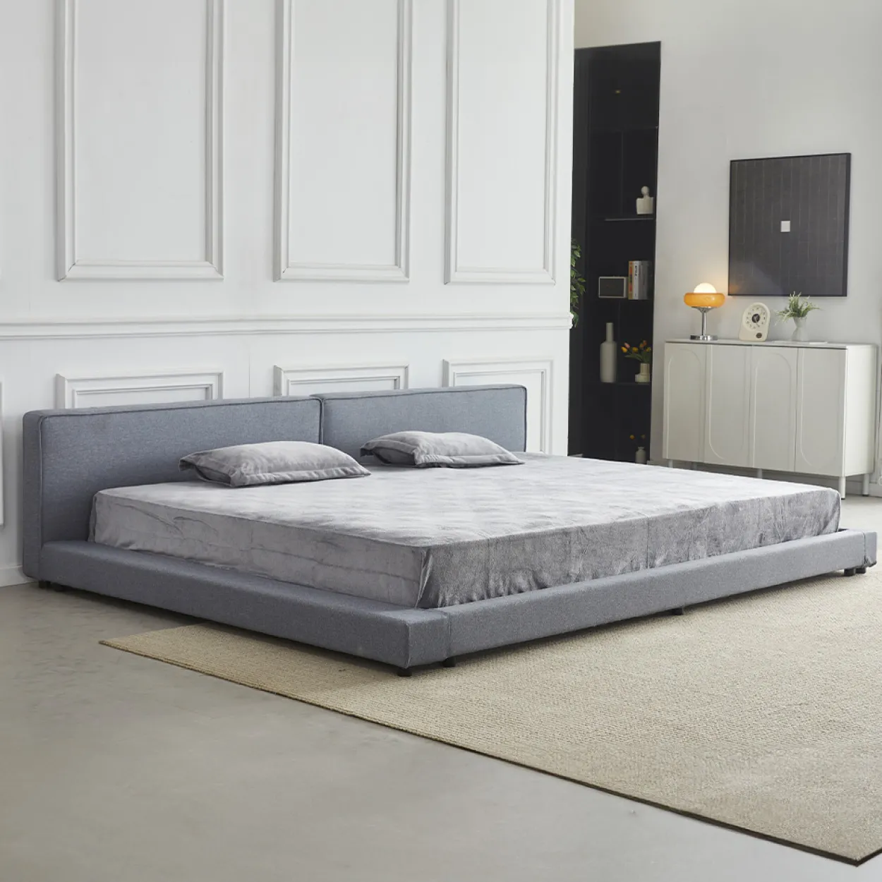 HOME DELUXE Bett mit Ablage GALAXIS Grau - 270 x 200 cm