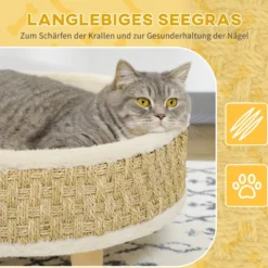 Hundebett, Erhöhtes Hundeliege mit Kissen, Katzenbett, Haustierbett, Rund