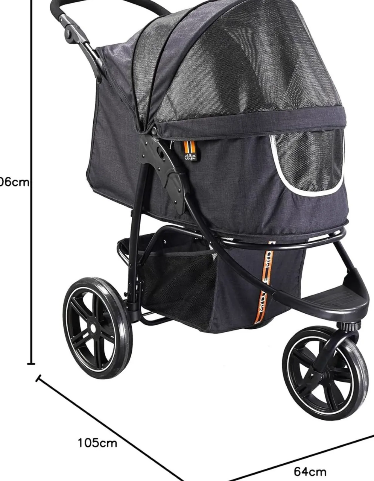 Hundebuggy Cooper schwarz bis 32 kg, faltbarer Hundewagen