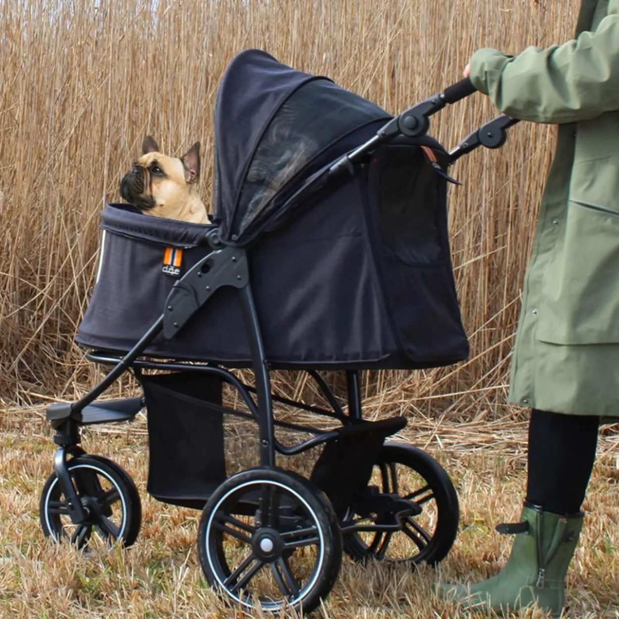 Hundebuggy Cooper schwarz bis 32 kg, faltbarer Hundewagen