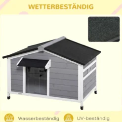 Hundehütte, Tannenholz, Hundehaus mit Asphaltdach, Outdoor, Wetterfeste