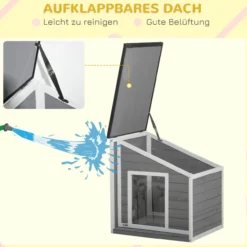 Hundehütte, Tannenholz, Hundehaus, Kleintierhaus mit Asphaltdach, Outdoor