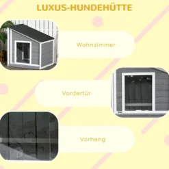Hundehütte, Tannenholz, Hundehaus, Kleintierhaus mit Asphaltdach, Outdoor