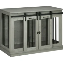 Hundekäfig, Hundehütte, Haustierkäfig mit Zweiraum, Doppeltüren