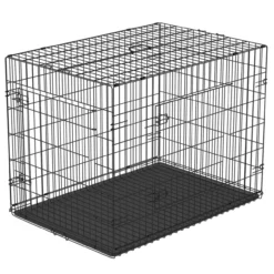 Hundekäfig Transportkäfig Drahtkäfig mit Gitter Schwarz 76 x 46 x 52 cm