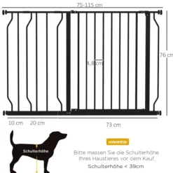 Hunde Türschutzgitter Treppenschutzgitter, 75-115 cm Hunde Türgitter Schwarz
