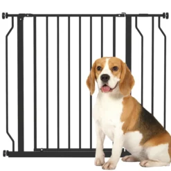 Hunde Türschutzgitter Treppenschutzgitter 75-95 cm Hunde Türgitter Stahl Schwarz