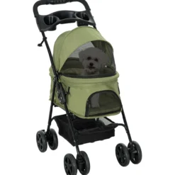 Hundewagen Pet Stroller für kleine Hunde und Katzen Dunkelgrün