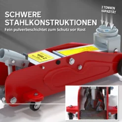 Hydraulischer Wagenheber 2t mit Überlastschutz, 120-300 mm Hubhöhe, Rot Gelb