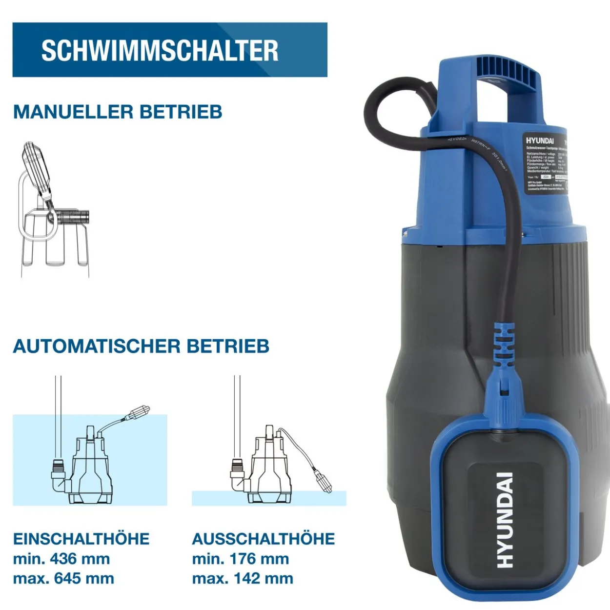 HYUNDAI Schmutzwasser Tauchpumpe TP75014D