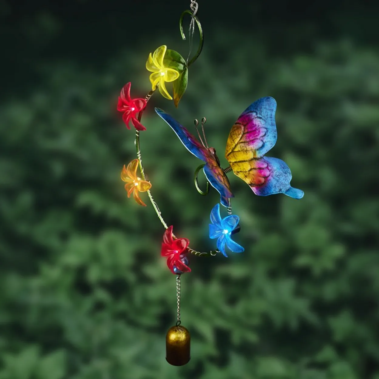 I-Glow LED-Solar-Hängeleuchte "Glöckchen" - Schmetterling im Profil