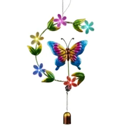 I-Glow LED-Solar-Hängeleuchte "Glöckchen" - Schmetterling Front
