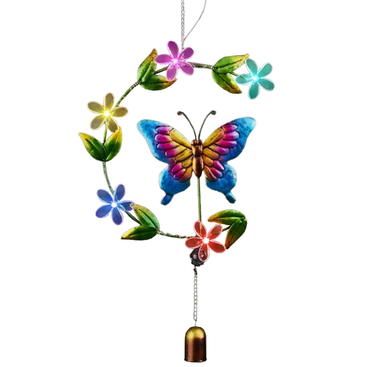 I-Glow LED-Solar-Hängeleuchte "Glöckchen" - Schmetterling Front