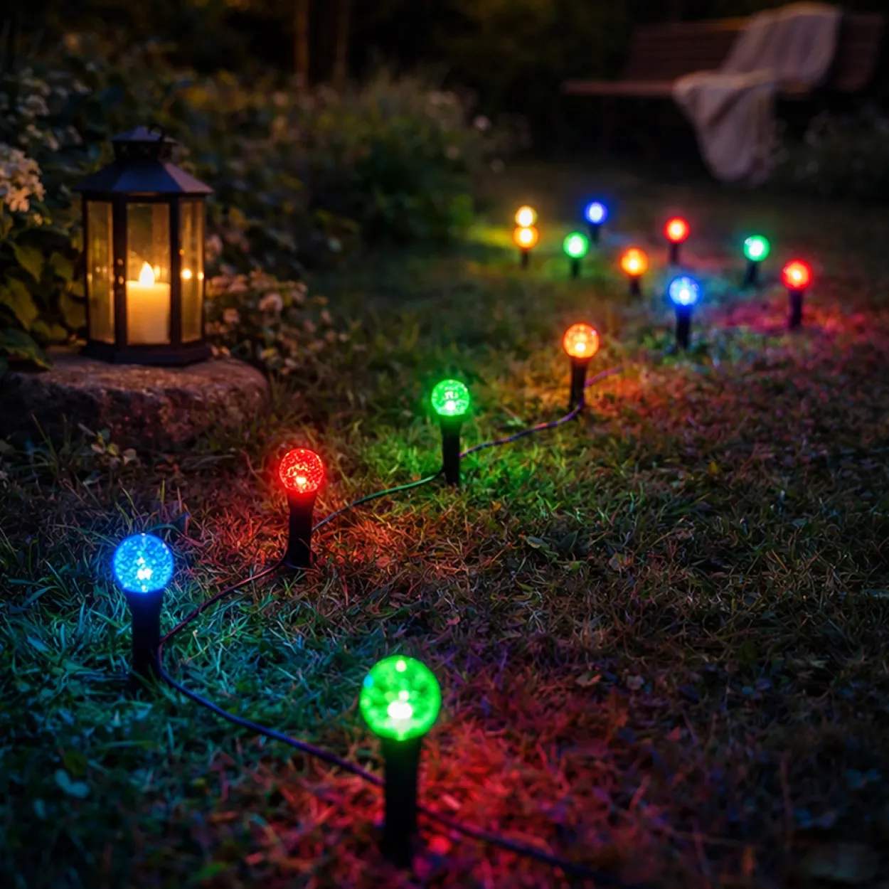 I-Glow LED-Solar-Lichterkette-Crackle-Kugel, RGB