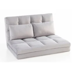 2 in 1 faltbares Bodensofa Bett mit Rückenlehne - Hellgrau