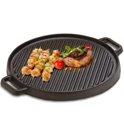 2 in 1 Gusseisen Grillplatte rund