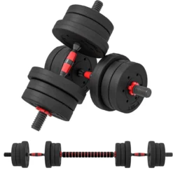 2 in 1 Hanteln Set 20 kg verstellbare Kurzhantel & Langhantel Fitness