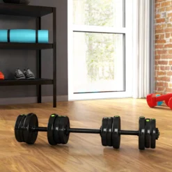 2-in-1 Hantel Set, 20 kg verstellbar Dumbbell Set mit 12 Hantelscheiben Schwarz