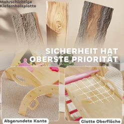 8-in-1 Indoor-Klettergerüst für Kinder, Rutsche, Rampe, Bogen, Holz