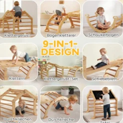 9-in-1 Indoor-Klettergerüst, Rampe, Rutsche, Leiter, Schreibtafel