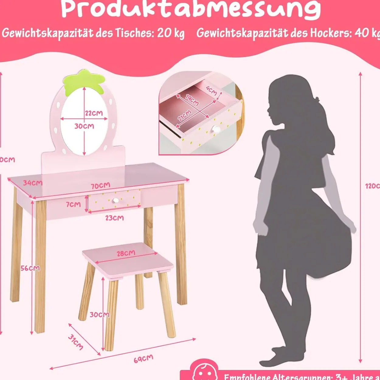 2-in-1-Kinder-Schminktischset