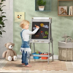 3-in-1 Kindertafel, doppelseitige Kinder Staffelei mit Kreidetafel, Whiteboard