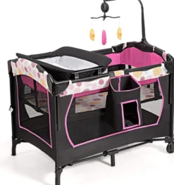 4 in 1 klappbares Reisebett & Beistellbett & Wickeltisch & Laufstall