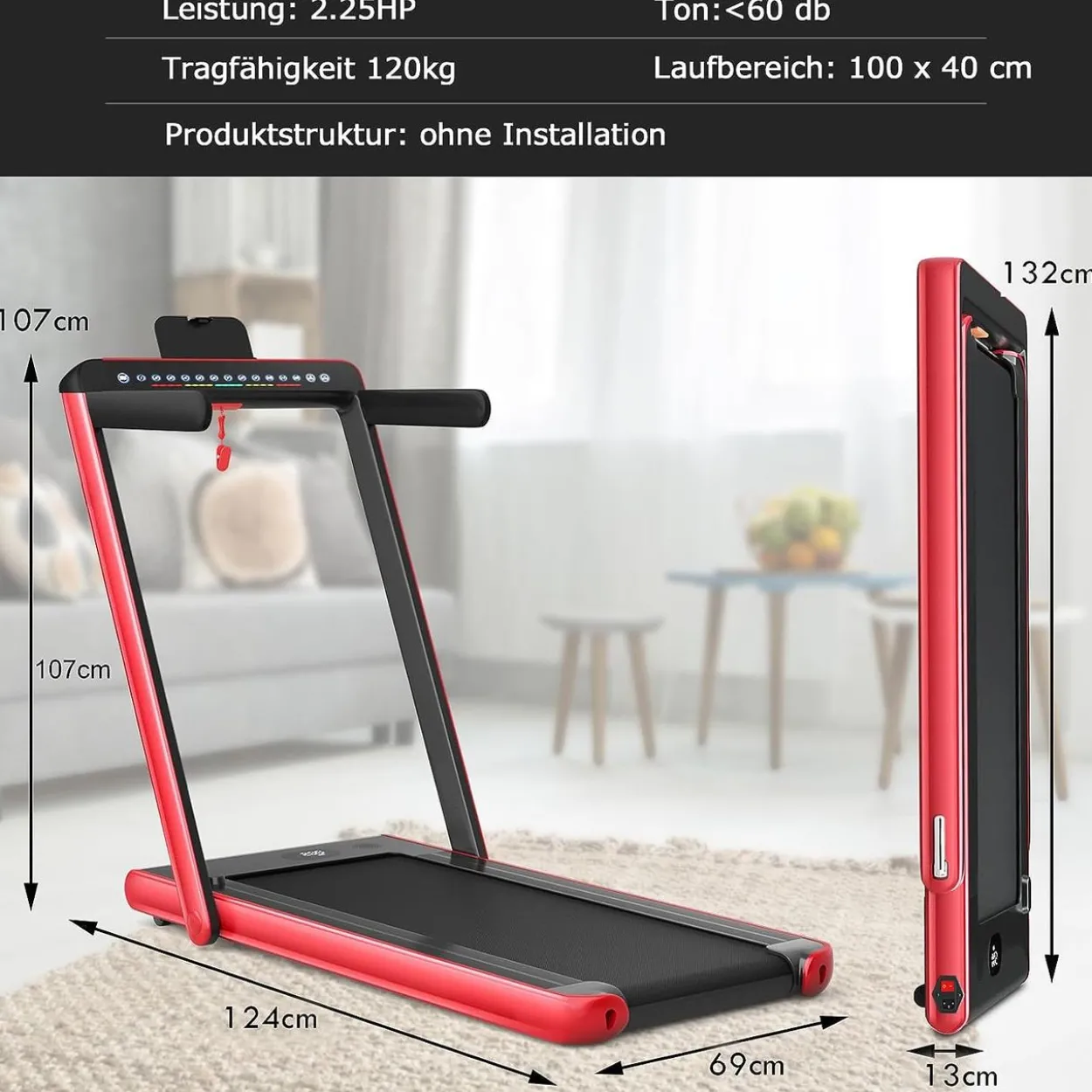 2 in 1 Laufband klappbar 2,25HP