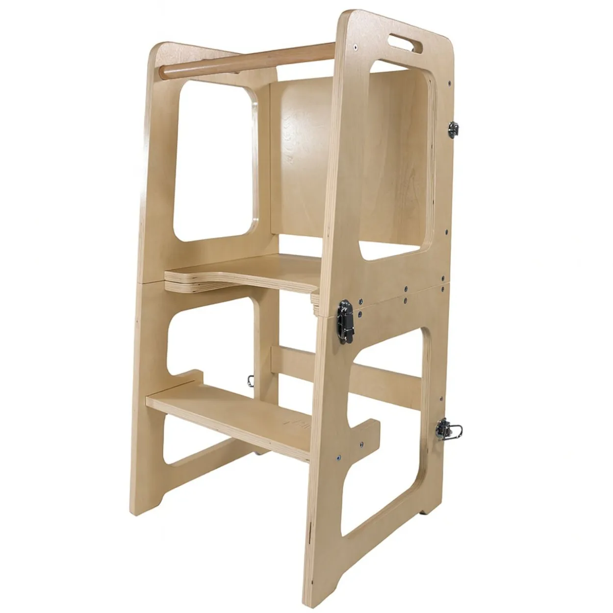 3in1 Lernturm aus Birke mit Maltafel, Tisch und Stuhl für Kinder, natur