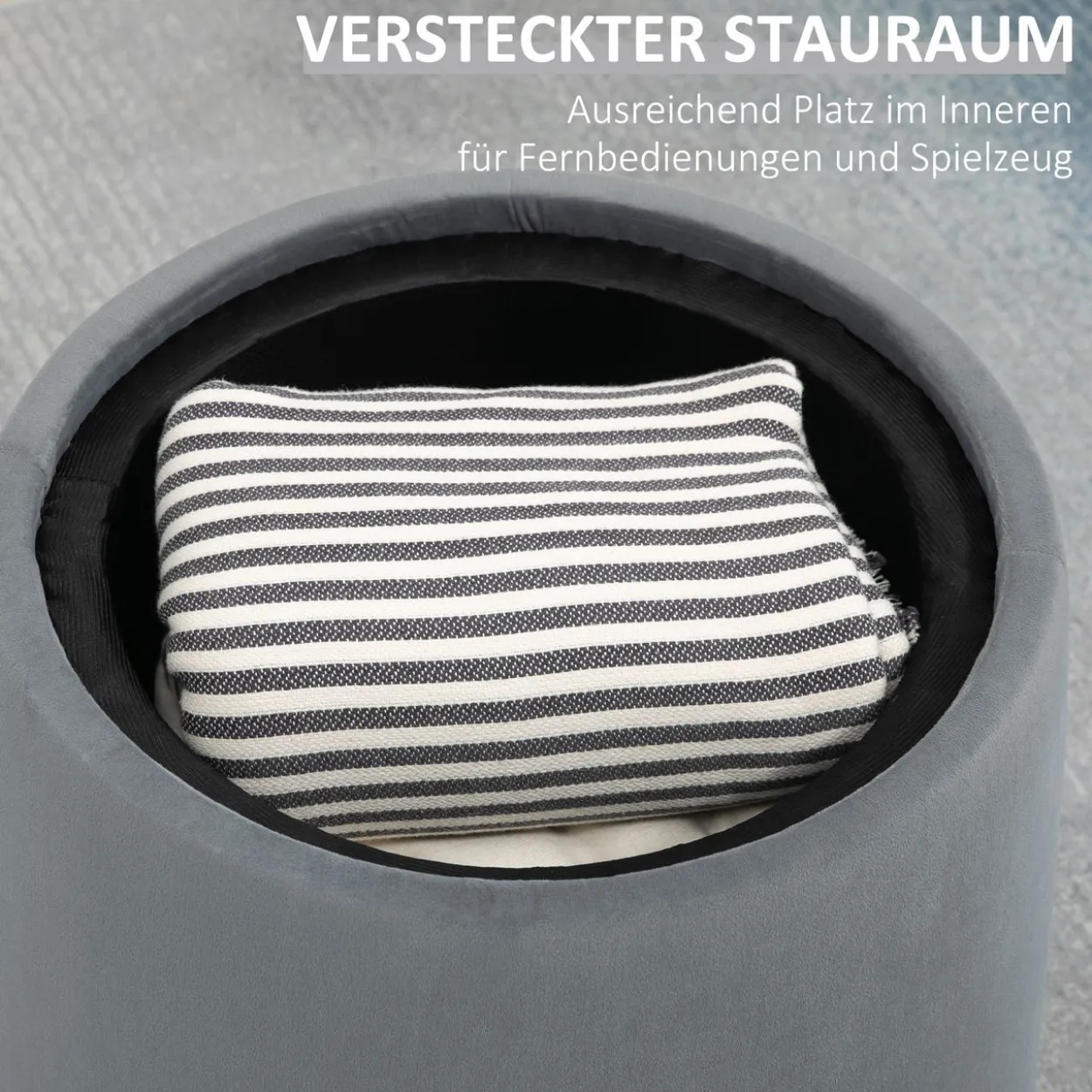 2-in-1 Ottomane Sitzhocker inklusive Stauraum, abnehmbaren Deckel Grau